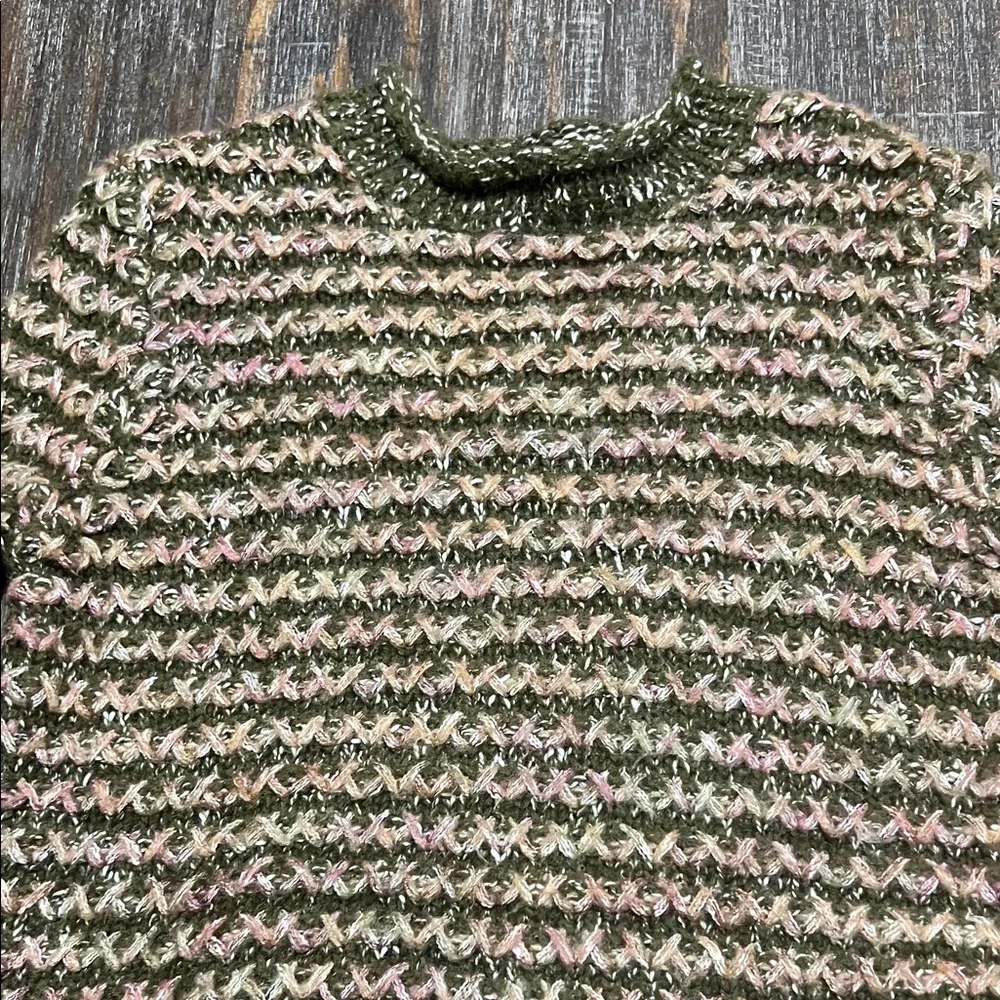 Olive and Pink Knit Women's Sweater